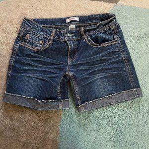 Dark Blue Crinkly Jean Shorts